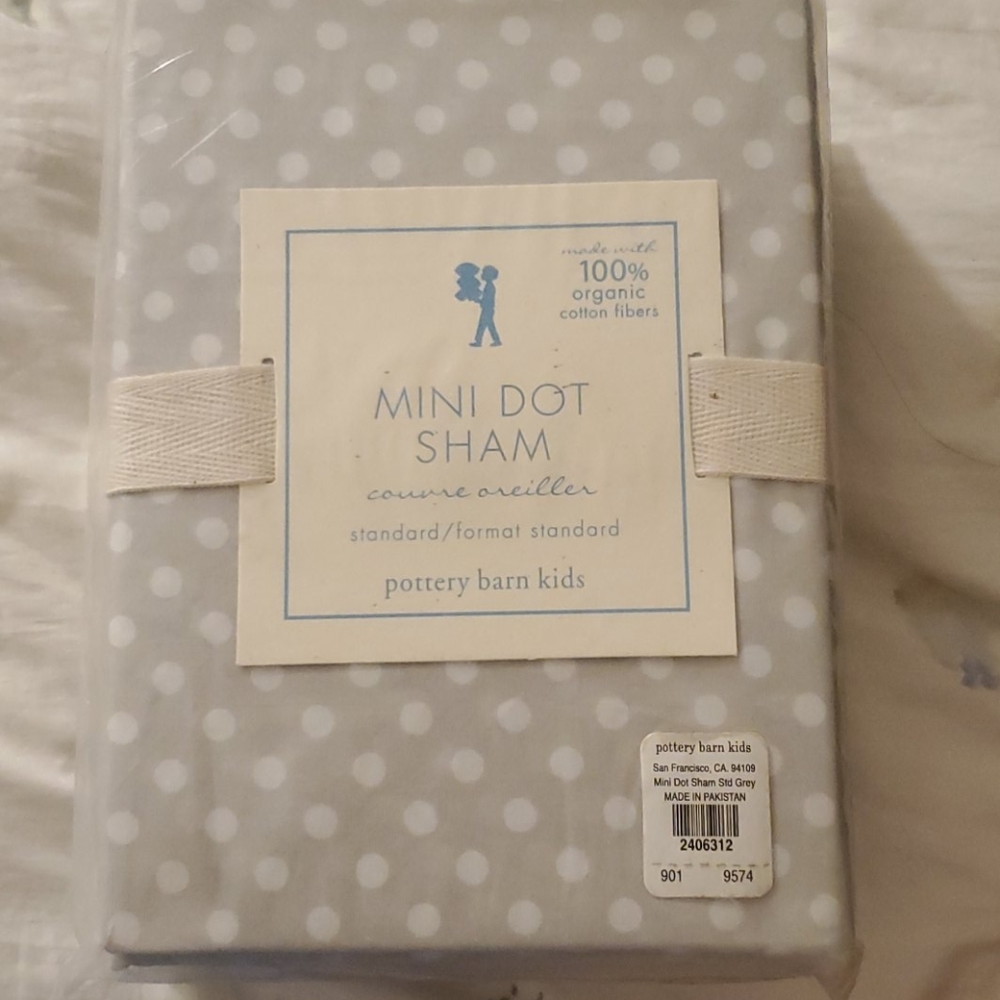 Pottery Barn Kids Mini Dot Sham standard grey